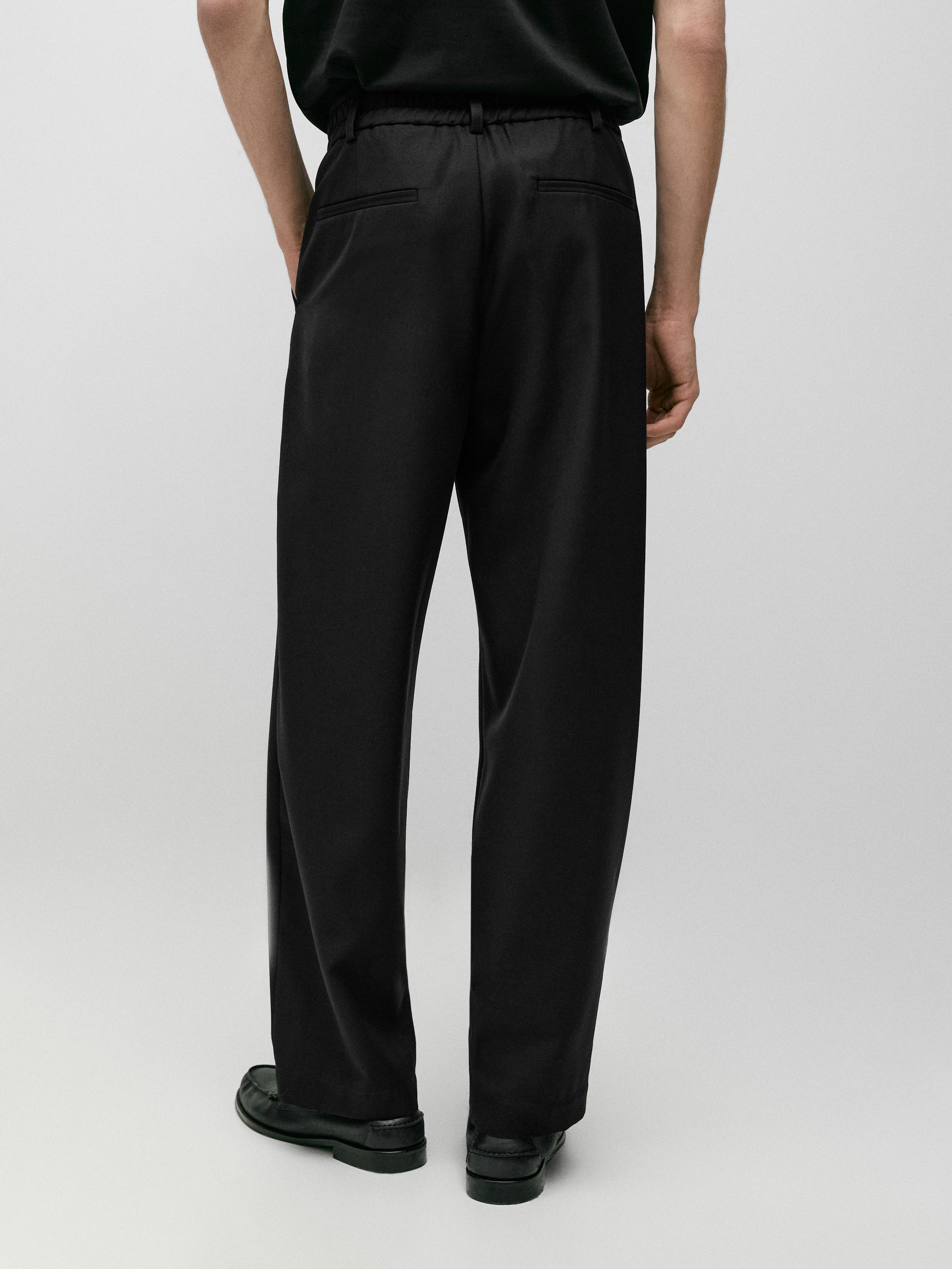 Relaxed fit darted cool wool blend trousers